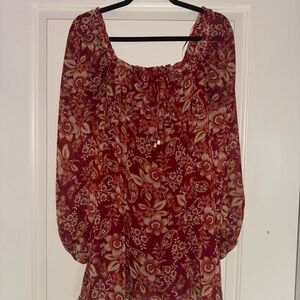 Vici Red Floral Long Sleeve Mini Dress